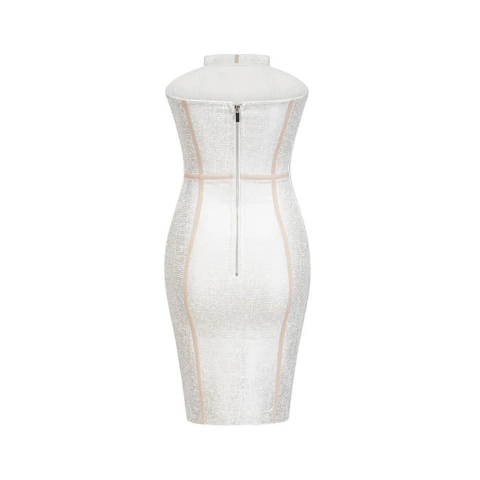 Danica silver bandage mini dress