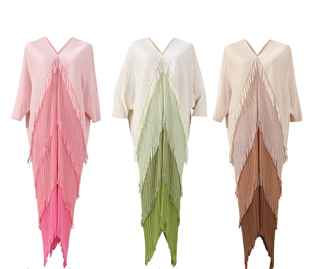 Irregular tassel pleated dress