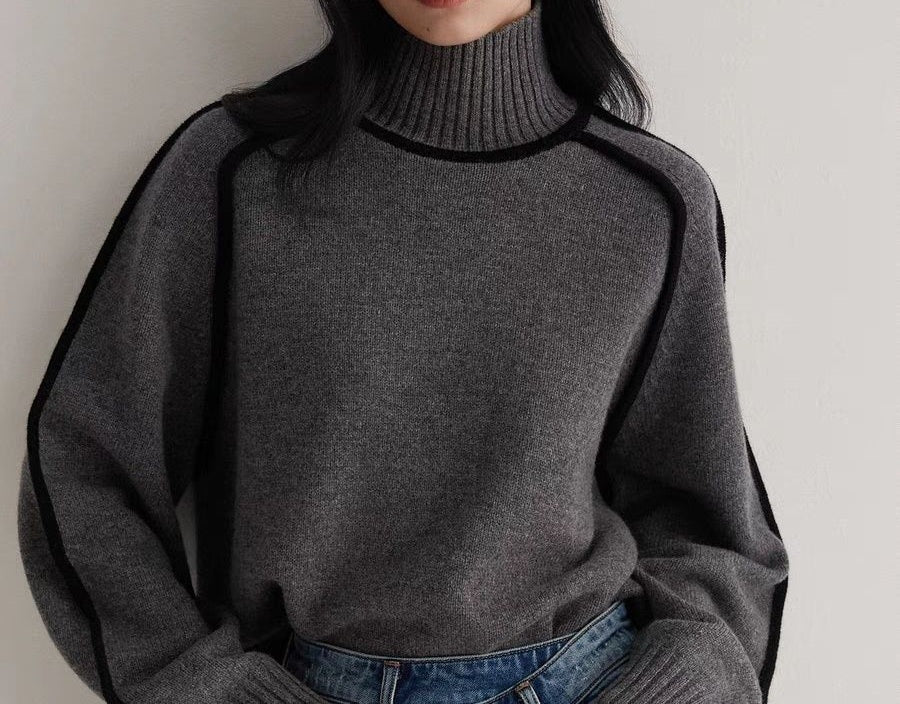 Winter stripes slimming loose pullover