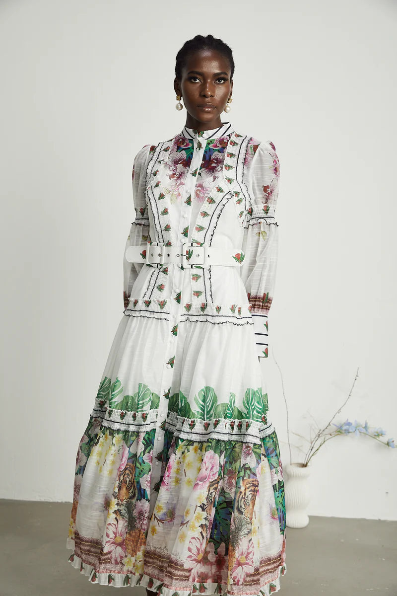 Gabi ruffled floral-print midi dress