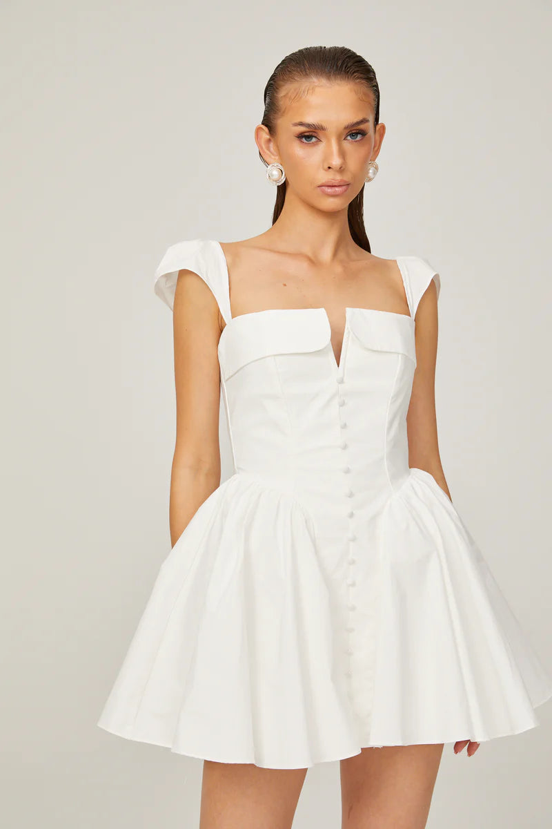 Julie White Polded Leck Condée Mini Robe sans manches