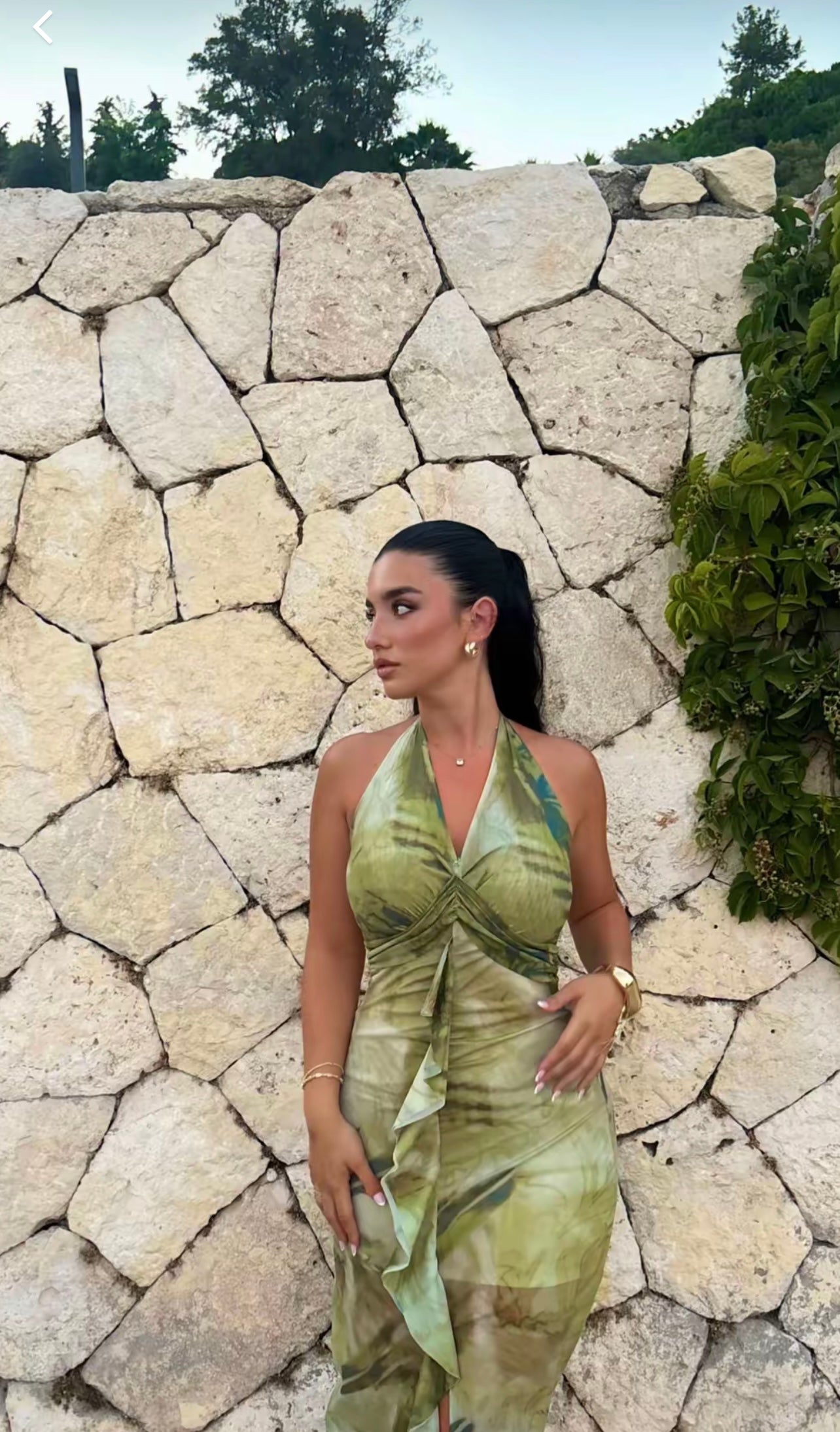 Éliane ombre-print halterneck midi dress