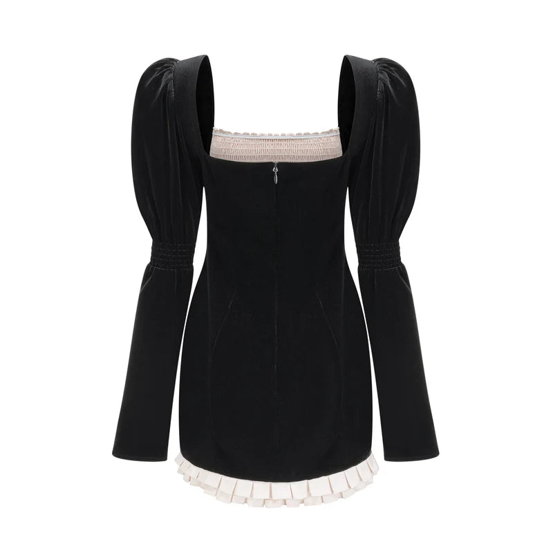 Coralie Mini robe en velours à manches longues