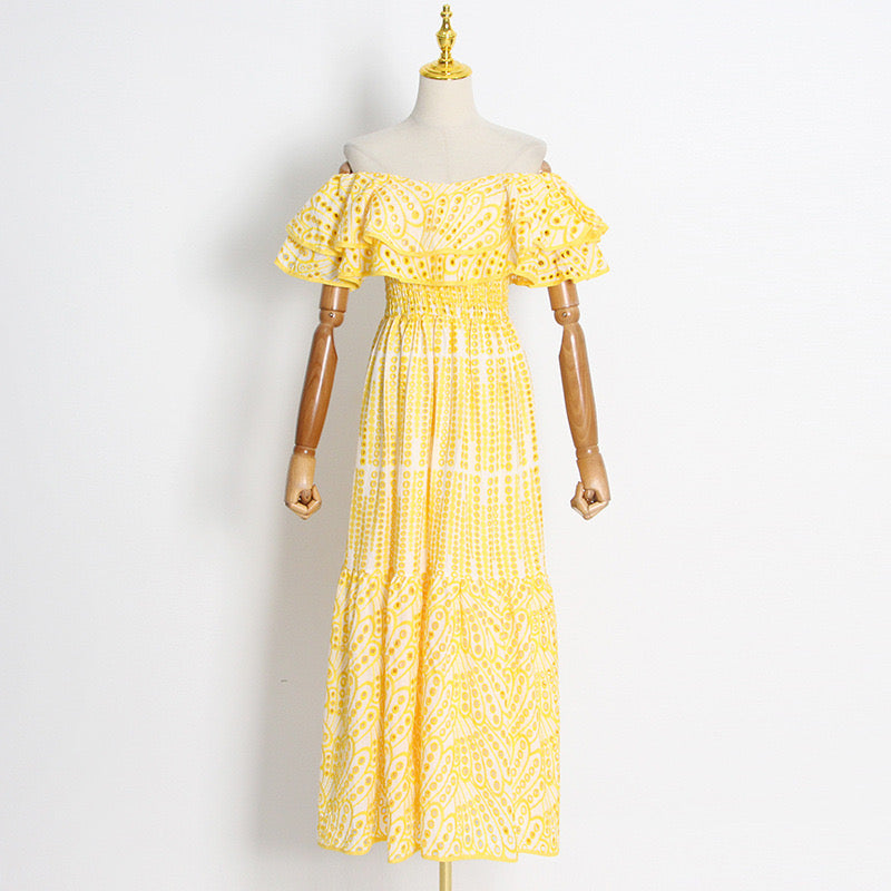 Yellow Eyelet Summer Dress