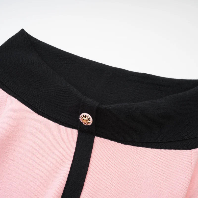 Delphine pink-black knitted mini dress