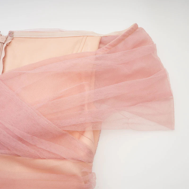 Solène pink tiered maxi dress