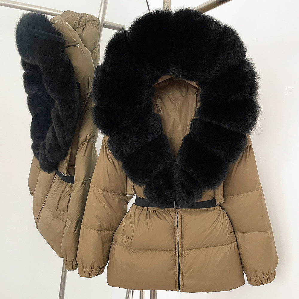 Fur collar hooded  duck down jacket