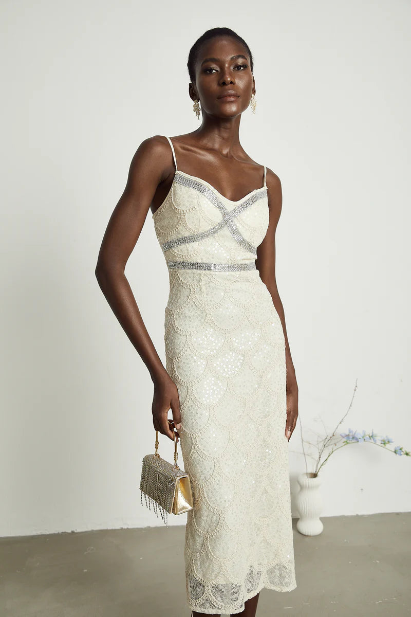 Robe midi embelli nalini