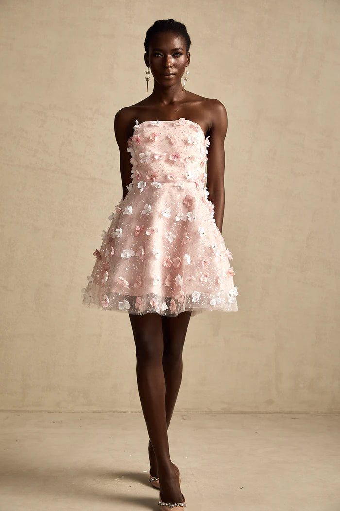 Lilou 3d-petal puffy mini dress