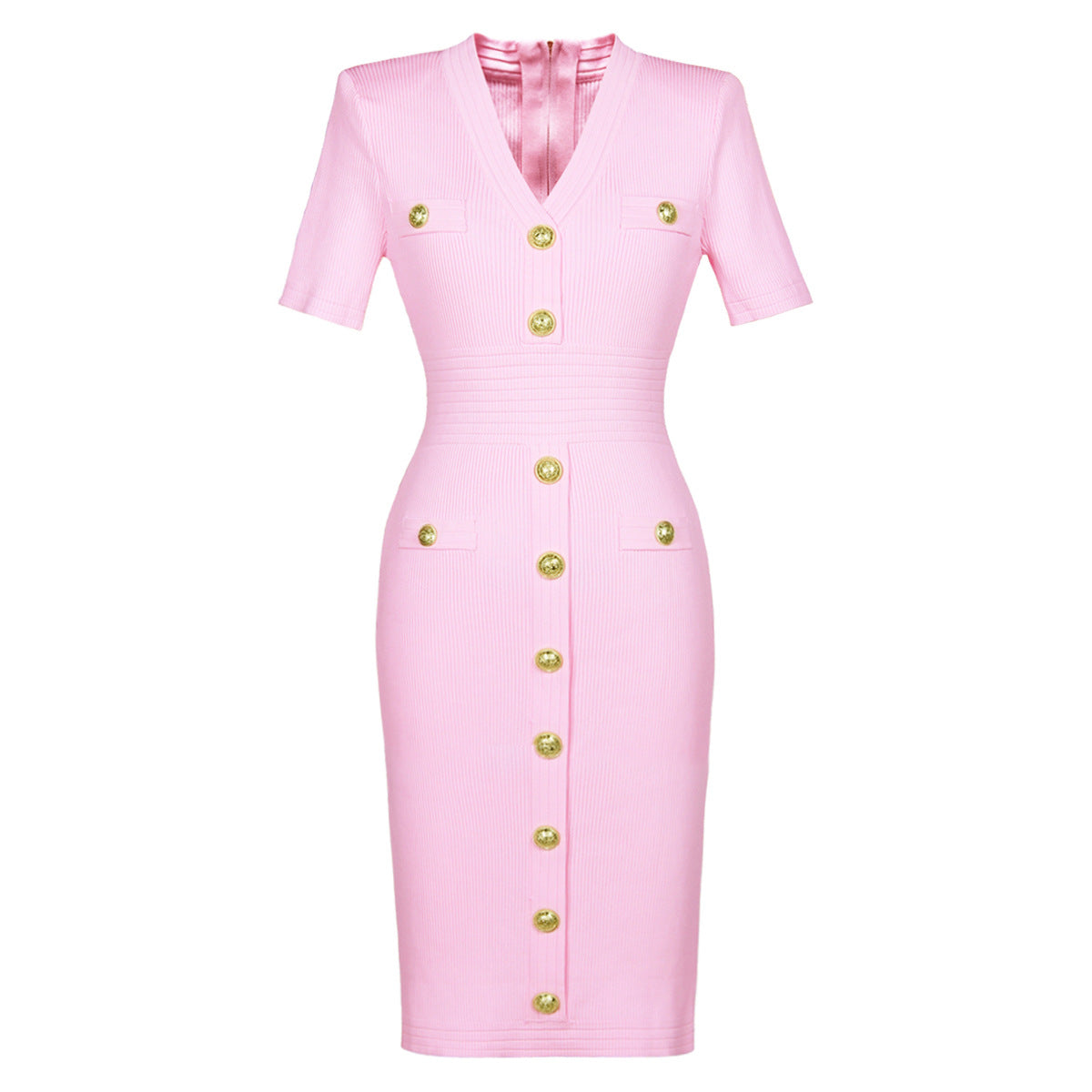V-Neck  Slim Short Sleeve Dress