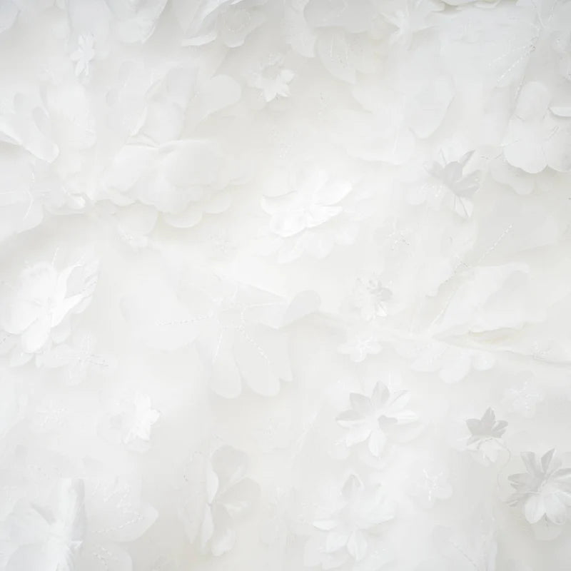 APOLLINE WHITE FAUX-FLOWER MINI Robe