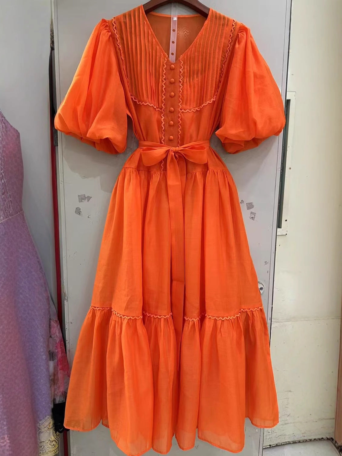 Lace Trim Dress with Belt