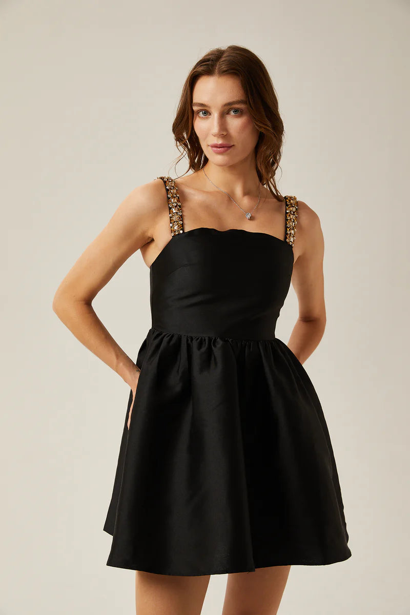 Mini robe moelleuse à plissage plissée en cristal