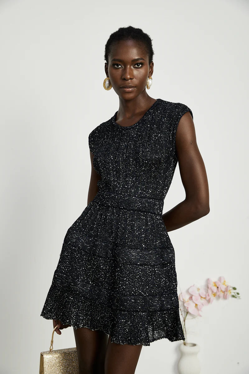 Cordelia Mini robe à titres ornées de paillettes
