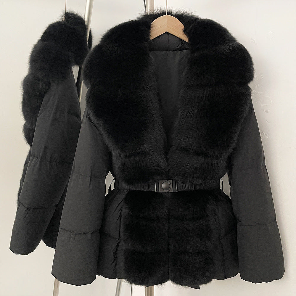 Fur collar slimming down jacket