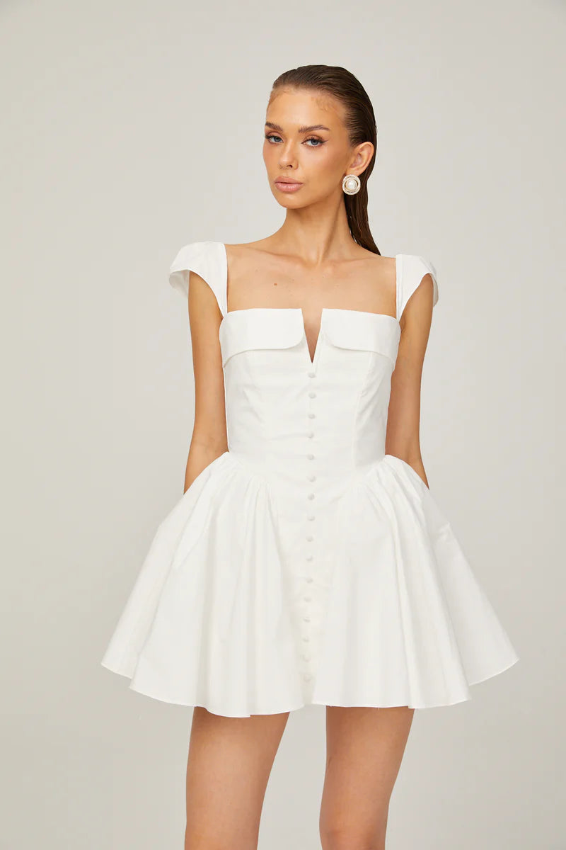 Julie White Polded Leck Condée Mini Robe sans manches
