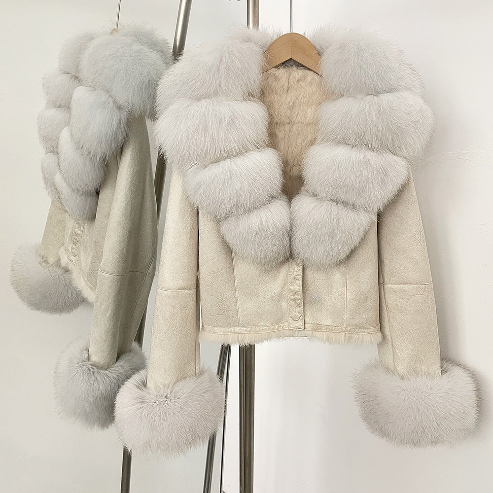 suede fur coat women's fashion slimming jacket