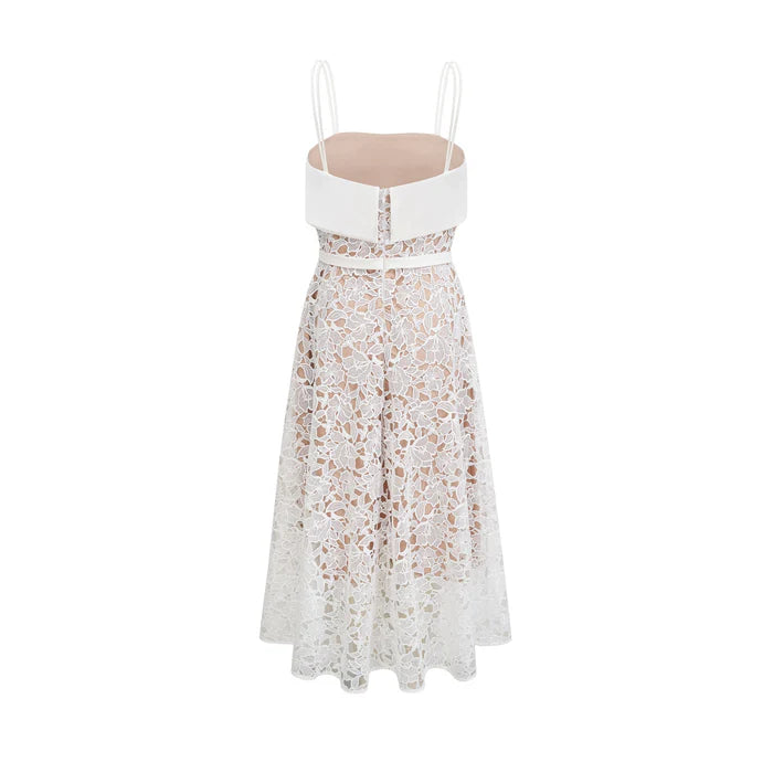 Jorvilda white pierced midi dress