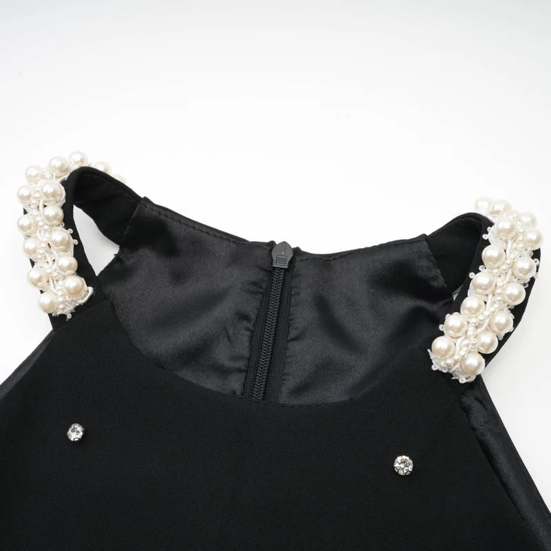 Eléa Black Embellied Mini Robe