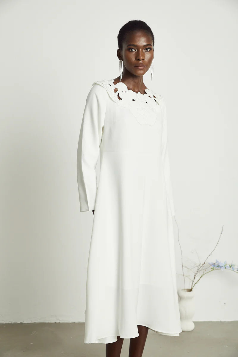 Coline floral embroidered cut-out midi dress
