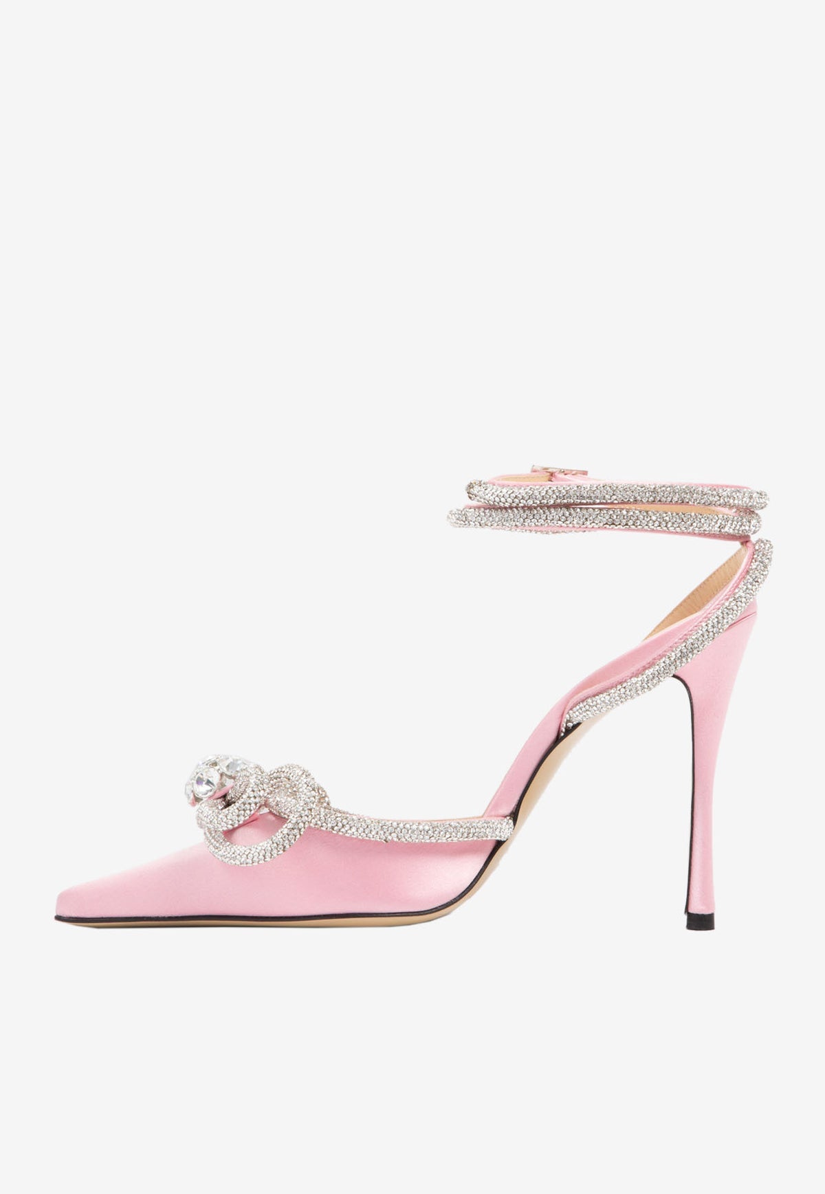 CRYSTAL-EMBELLISHED SATIN PUMPS HEELS Pink