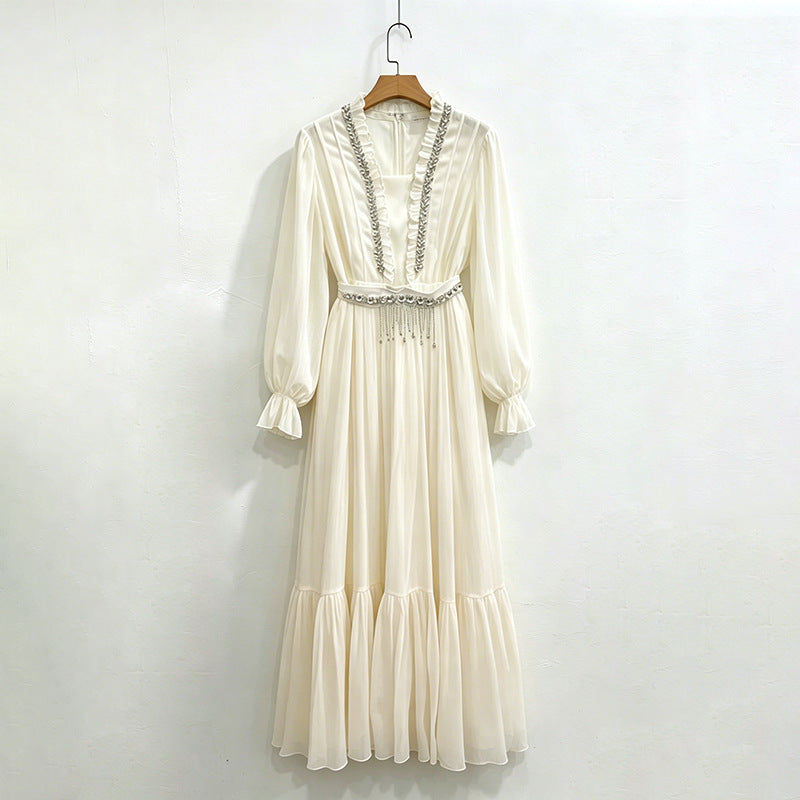 Pearl Cascade Maxi Dress