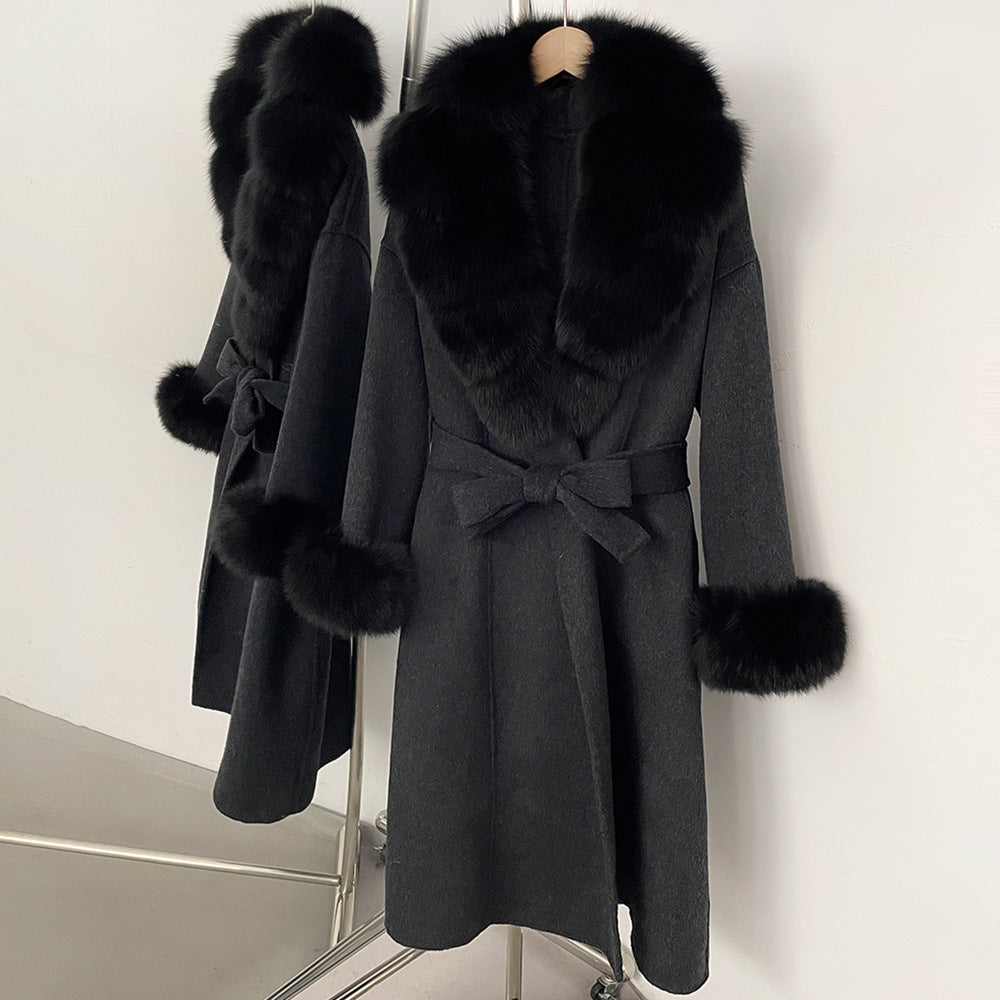Palma Long Style with Waist Tie coat (wool style with sleeves)