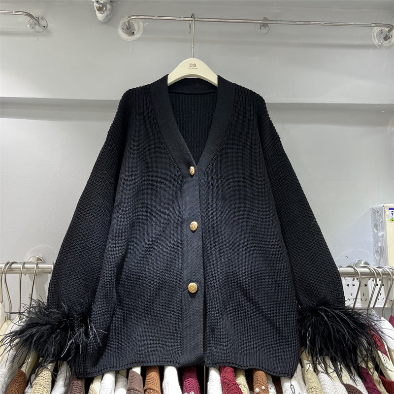 Button-down  knitted cardigan sweater
