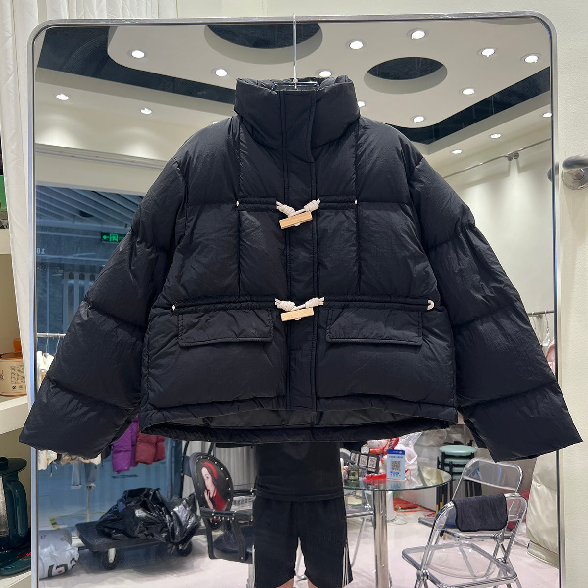 square wooden buckle bread jacket