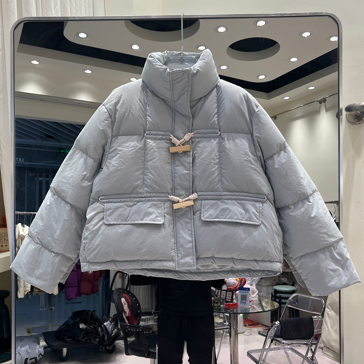 square wooden buckle bread jacket