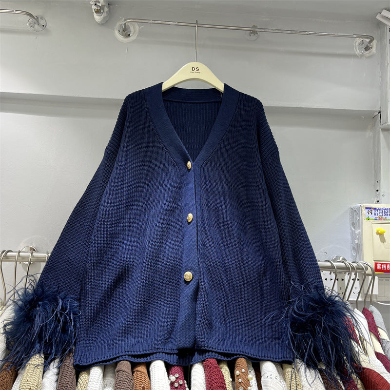 Button-down  knitted cardigan sweater