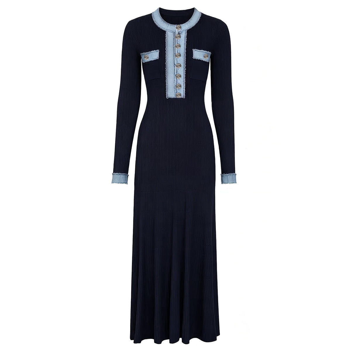 Denim Trim Knit Dress