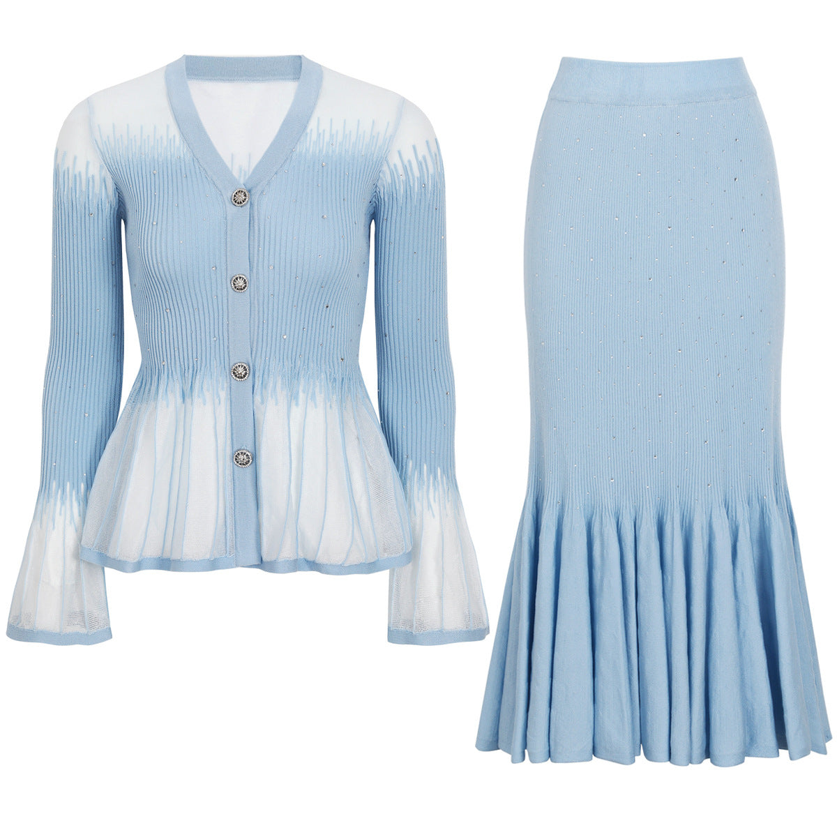 Glacier Shimmer Cardigan Skirt Set