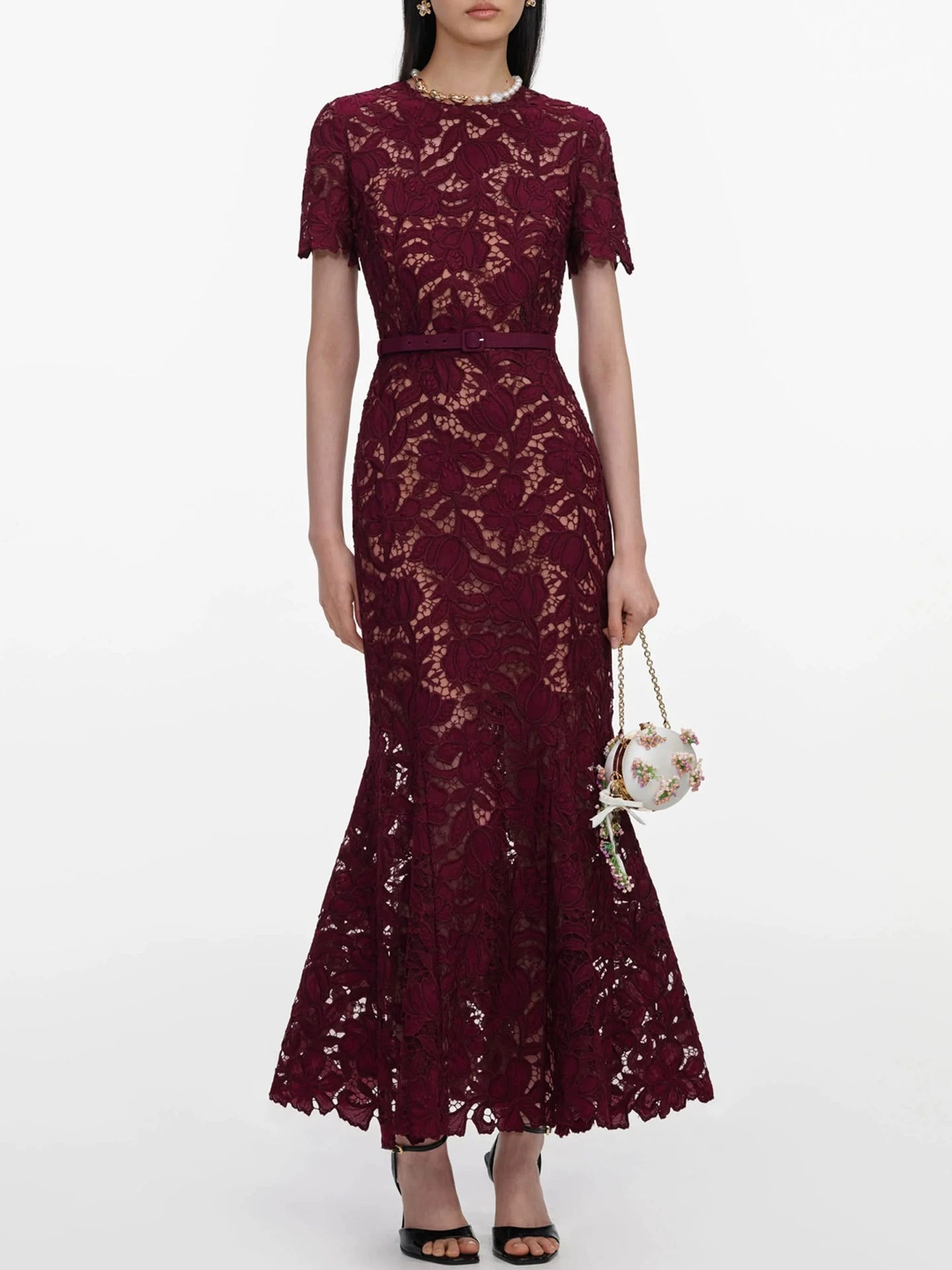 Palma Royal Burgundy Lace Dress