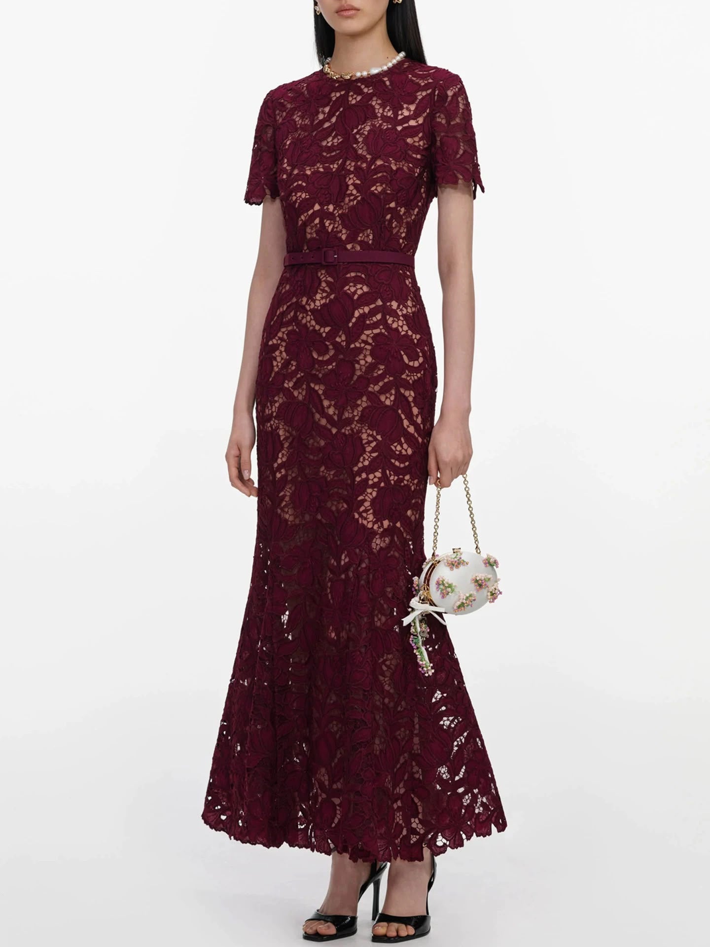 Palma Royal Burgundy Lace Dress
