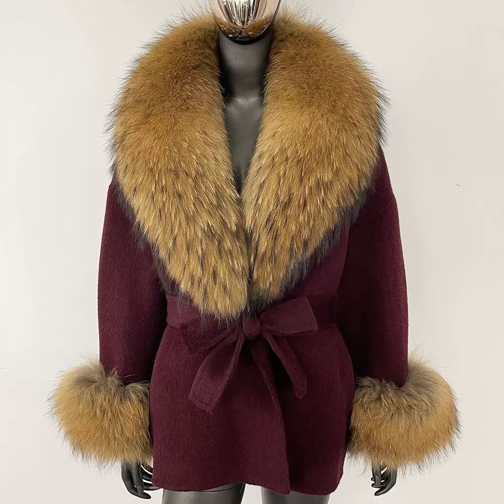 Fur collar hooded duck down jacket-New