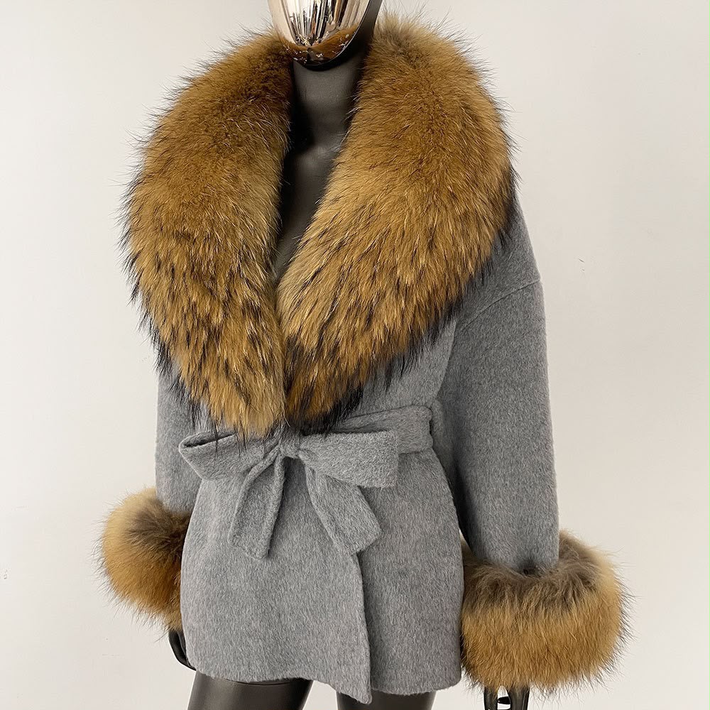 Fur collar hooded duck down jacket-New
