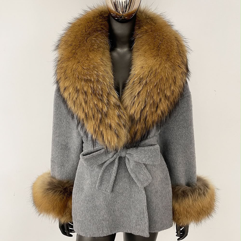 Fur collar hooded duck down jacket-New