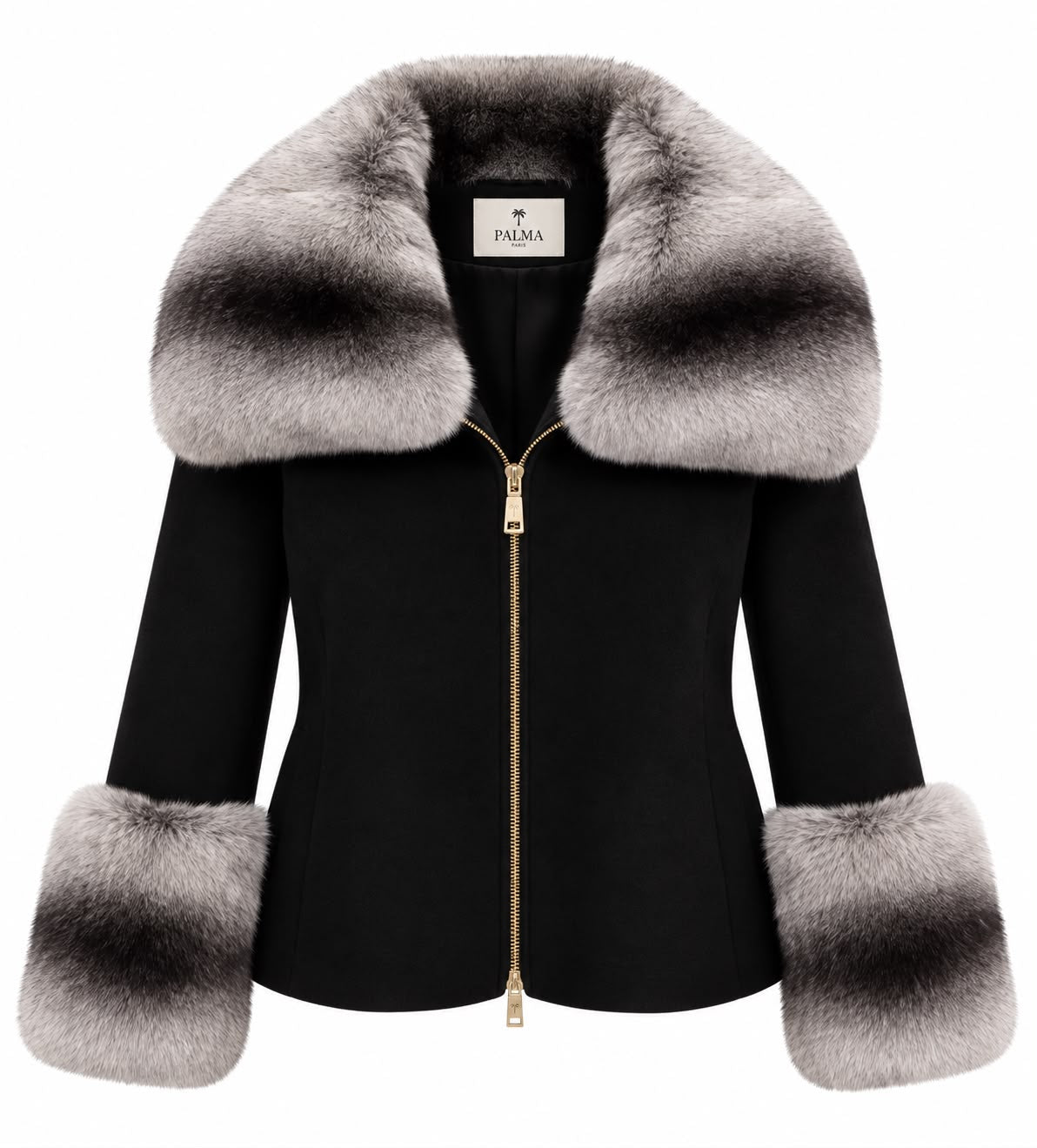Élise Fur Collar Jacket – Black