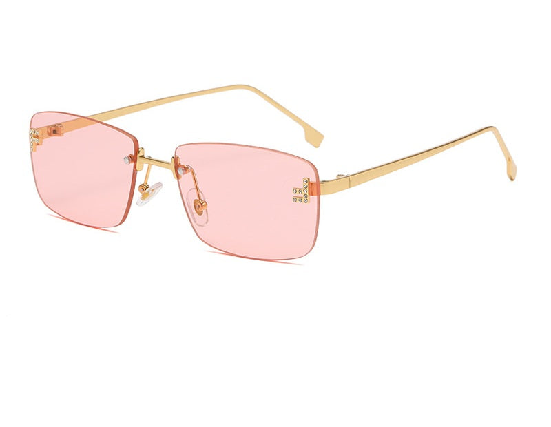 Diamond-Encrusted Square Frameless Sunglasses