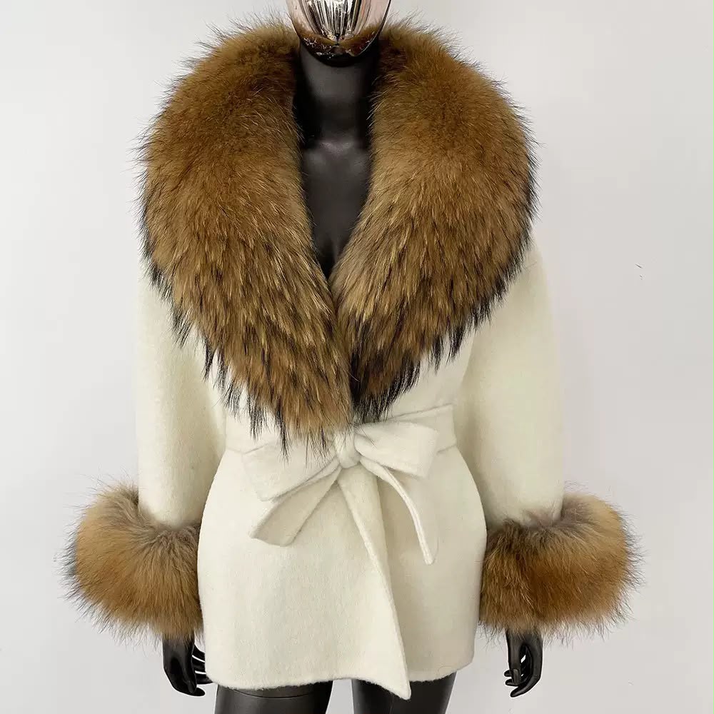 Fur collar hooded duck down jacket-New
