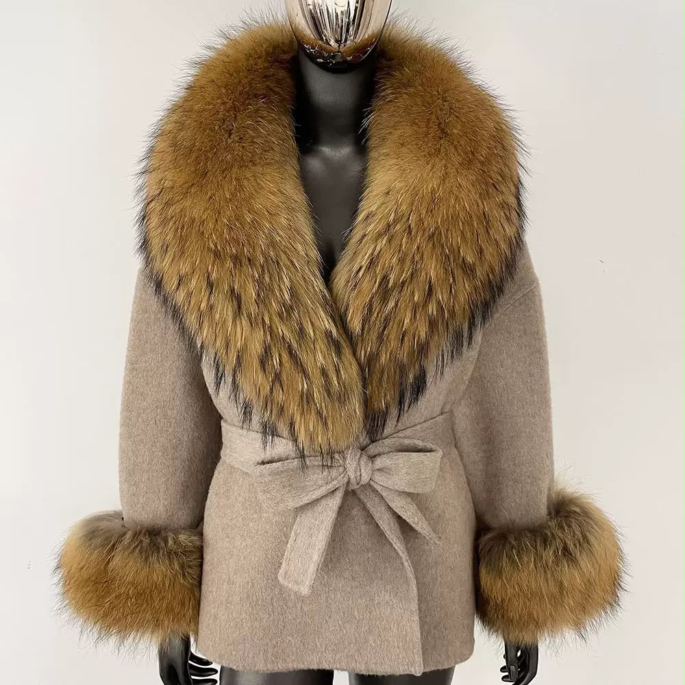 Fur collar hooded duck down jacket-New