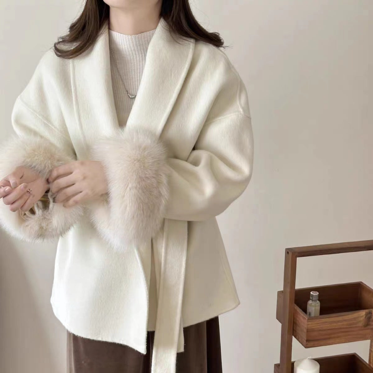 Soft Loose Lapel Solid Color Woolen Coat