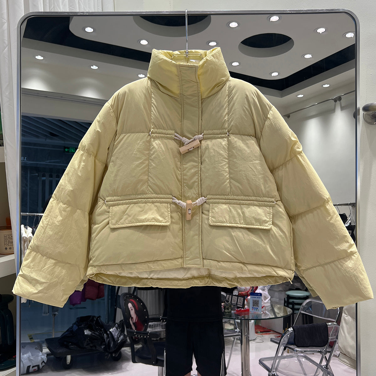 square wooden buckle bread jacket