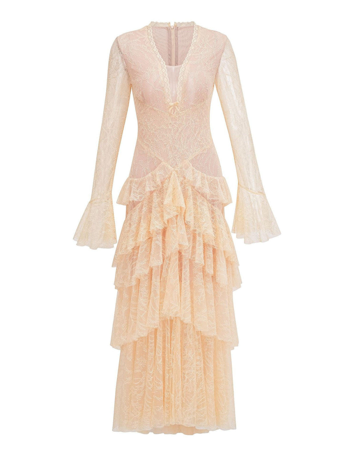 Vanilla Ruffle Lace Dress