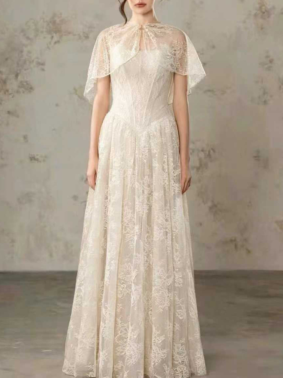 Royal Lace Cape Gown