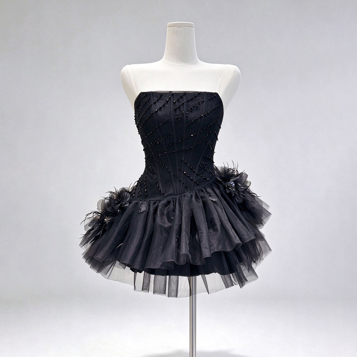 Feather Puff Mini Dress