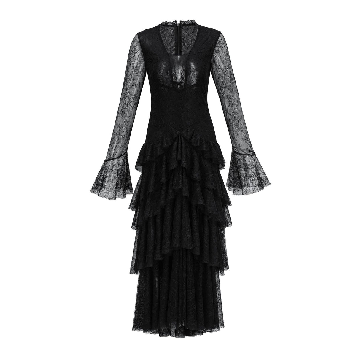 Vanilla Ruffle Lace Dress