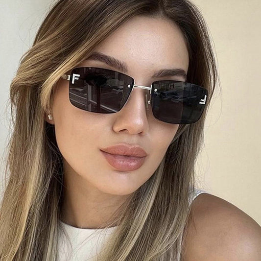 Diamond-Encrusted Square Frameless Sunglasses