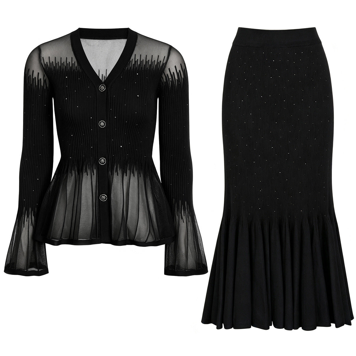 Glacier Shimmer Cardigan Skirt Set